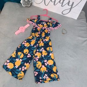 Navy lemon print Pom Pom jumpsuit
